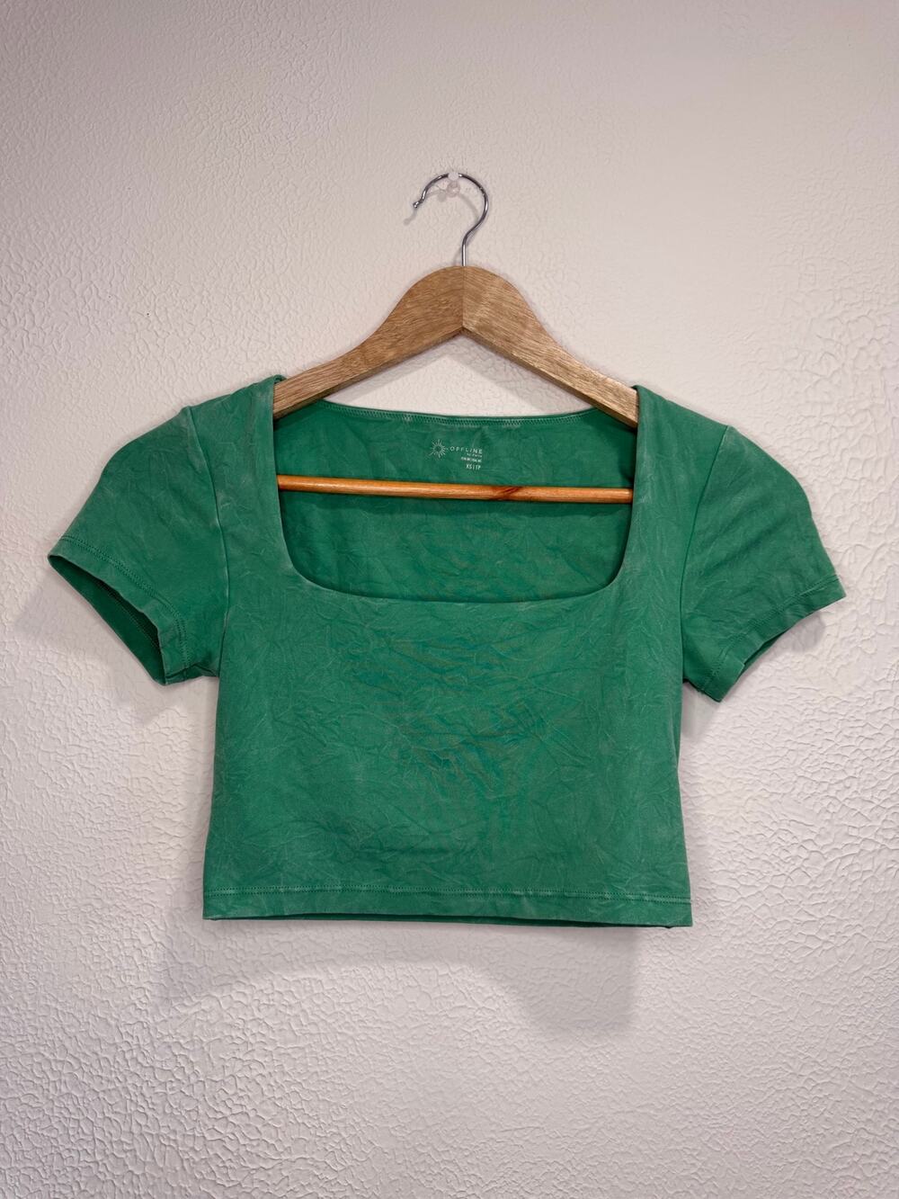 OFFLINE by Aerie Green Square Neck Crop Top XS